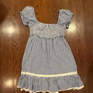 Marseille Gingham Smocked Mini Dress Urban Outfitters